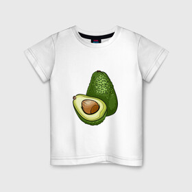 Детская футболка хлопок с принтом Аво в Курске, 100% хлопок | круглый вырез горловины, полуприлегающий силуэт, длина до линии бедер | авокадо | косточка | половинка | пупырка | шершавый