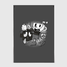 Постер с принтом CUPHEAD в Курске, 100% бумага
 | бумага, плотность 150 мг. Матовая, но за счет высокого коэффициента гладкости имеет небольшой блеск и дает на свету блики, но в отличии от глянцевой бумаги не покрыта лаком | art | cartoon | cup | cuphead | devil | dice | game | king | mugman | the | арт | бос | босс | голова | демон | дьявол | игра | капхед | магмен | мультик | мультфильм | платформер | чаша | чашка | человек | черт