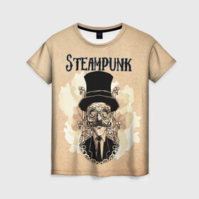 Женская футболка 3D с принтом Джентльмен в Курске, 100% полиэфир ( синтетическое хлопкоподобное полотно) | прямой крой, круглый вырез горловины, длина до линии бедер | steampunk | арт | графика | обои | плакат | постер | стимпанк