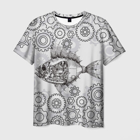 Мужская футболка 3D с принтом Рыбка в Курске, 100% полиэфир | прямой крой, круглый вырез горловины, длина до линии бедер | steampunk | арт | графика | обои | плакат | постер | стимпанк