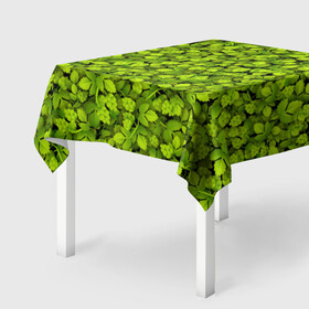 Скатерть 3D с принтом Хмель в Курске, 100% полиэстер (ткань не мнется и не растягивается) | Размер: 150*150 см | Тематика изображения на принте: зелёный | листья | паттерн | растение | хмель | хмельной | шишки