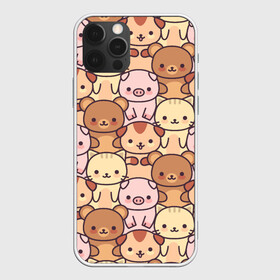 Чехол для iPhone 12 Pro Max с принтом Кавайные животные в Курске, Силикон |  | animal | animals | bear | cat | cute | kawaii | kitten | kitty | neko | pattern | pig | piggy | кавайи | кот | котенок | котята | кошечка | медведь | медвежата | медвежонок | милота | неко | паттерн | свинка | свинья | собачка | узор | хрюшки |