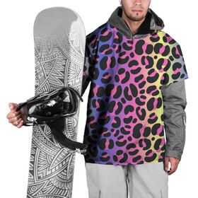 Накидка на куртку 3D с принтом Neon Leopard Pattern в Курске, 100% полиэстер |  | africa | afrika | gradient | summer | tropical | африка | африканский узор | градиент | леопард | леопардовый узор | лето | неон | неоновое свечение | паттерт | пятна | разные цвета | саванна | тропики | тропический узор