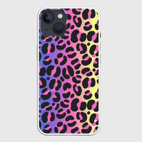 Чехол для iPhone 13 с принтом Neon Leopard Pattern в Курске,  |  | africa | afrika | gradient | summer | tropical | африка | африканский узор | градиент | леопард | леопардовый узор | лето | неон | неоновое свечение | паттерт | пятна | разные цвета | саванна | тропики | тропический узор