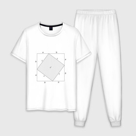 Мужская пижама хлопок с принтом Теорема Пифагора в Курске, 100% хлопок | брюки и футболка прямого кроя, без карманов, на брюках мягкая резинка на поясе и по низу штанин
 | алгебра | геометрия | гик | график | евклидова геометрия | математика | пифагор | схема | теорема