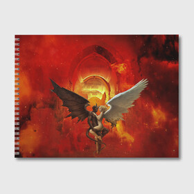 Альбом для рисования с принтом Ангел и демон в Курске, 100% бумага
 | матовая бумага, плотность 200 мг. | Тематика изображения на принте: ангел | демон | любовь | огонь | пламя | страсть