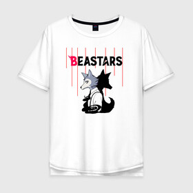 Мужская футболка хлопок Oversize с принтом Легоси beastars в Курске, 100% хлопок | свободный крой, круглый ворот, “спинка” длиннее передней части | Тематика изображения на принте: animals | beastars | legoshi | выдающиеся | звери | зверолюди | легоси