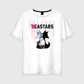 Женская футболка хлопок Oversize с принтом Легоси beastars в Курске, 100% хлопок | свободный крой, круглый ворот, спущенный рукав, длина до линии бедер
 | animals | beastars | legoshi | выдающиеся | звери | зверолюди | легоси