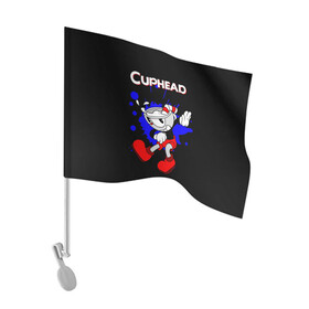 Флаг для автомобиля с принтом Cuphead в Курске, 100% полиэстер | Размер: 30*21 см | cup head | cuphead | run and gun | детям | капхед | капхэд | логотипы игр | персонажи игр | чашка
