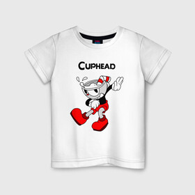 Детская футболка хлопок с принтом Cuphead Капхед в Курске, 100% хлопок | круглый вырез горловины, полуприлегающий силуэт, длина до линии бедер | cup head | cuphead | run and gun | детям | капхед | капхэд | логотипы игр | персонажи игр | чашка
