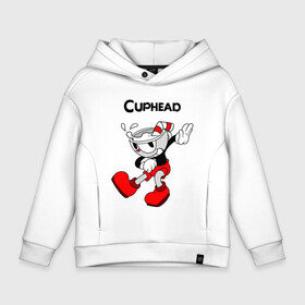 Детское худи Oversize хлопок с принтом Cuphead/Капхед в Курске, френч-терри — 70% хлопок, 30% полиэстер. Мягкий теплый начес внутри —100% хлопок | боковые карманы, эластичные манжеты и нижняя кромка, капюшон на магнитной кнопке | Тематика изображения на принте: cup head | cuphead | run and gun | детям | капхед | капхэд | логотипы игр | персонажи игр | чашка