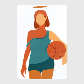 Магнитный плакат 2Х3 с принтом Красивая девушка с мячом. в Курске, Полимерный материал с магнитным слоем | 6 деталей размером 9*9 см | баскетбол | векторная графика | девушка | день рождения | подарок | подарок парню