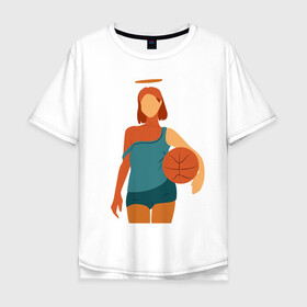 Мужская футболка хлопок Oversize с принтом Красивая девушка с мячом. в Курске, 100% хлопок | свободный крой, круглый ворот, “спинка” длиннее передней части | баскетбол | векторная графика | девушка | день рождения | подарок | подарок парню