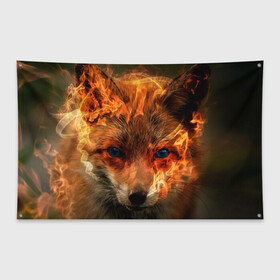 Флаг-баннер с принтом Огненная лиса в Курске, 100% полиэстер | размер 67 х 109 см, плотность ткани — 95 г/м2; по краям флага есть четыре люверса для крепления | fox | foxy | животное | звери | лиса | лисенок | лисичка | милая | рыжая | фокс