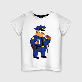 Детская футболка хлопок с принтом Шеф Виггам (Симпсоны) в Курске, 100% хлопок | круглый вырез горловины, полуприлегающий силуэт, длина до линии бедер | simpsons | клэнси виггам | симпсоны | шеф виггам