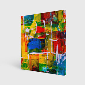 Холст квадратный с принтом КРАСКИ в Курске, 100% ПВХ |  | абстракция | краски | молодежное | неформальное | пестрое | цветное