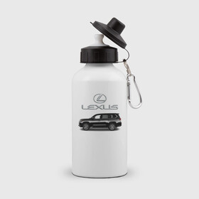Бутылка спортивная с принтом LEXUS в Курске, металл | емкость — 500 мл, в комплекте две пластиковые крышки и карабин для крепления | Тематика изображения на принте: car | jeep | lexus | машина | скорость