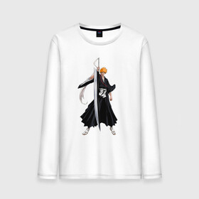 Мужской лонгслив хлопок с принтом Блич - Ичиго в Курске, 100% хлопок |  | anime | bleach | hero | ichigo kurosaki | manga | блич | герой | ичиго куросаки