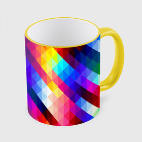 Кружка с принтом Пиксельная радуга в Курске, керамика | ёмкость 330 мл | аннотация | квадрат | пиксели | радуга | ромб | цвета