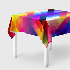 Скатерть 3D с принтом Пиксельная радуга в Курске, 100% полиэстер (ткань не мнется и не растягивается) | Размер: 150*150 см | аннотация | квадрат | пиксели | радуга | ромб | цвета