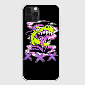 Чехол для iPhone 12 Pro с принтом Кислотный динозавр в Курске, силикон | область печати: задняя сторона чехла, без боковых панелей | безумие | динозавр | животные | килоста | кислотный | рекс | тиранозавр | эйфория