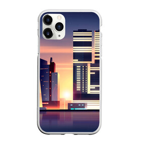 Чехол для iPhone 11 Pro матовый с принтом Ночной Город в Курске, Силикон |  | архитектура | город | закат | здания | ночной город