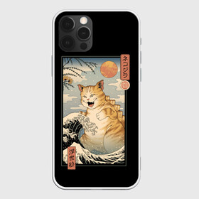 Чехол для iPhone 12 Pro с принтом CATZILLA в Курске, силикон | область печати: задняя сторона чехла, без боковых панелей | Тематика изображения на принте: cat | cats | catzilla | godzilla | japan | kaiju | neko | ninja | retro | samurai | shark | wave | yakuza | акула | волна | годзилла | кайдзю | катана | кот | котенок | котзилла | коты | котэ | котята | кошка | неко | ниндзя | ретро | самурай | якудза