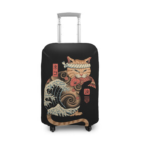 Чехол для чемодана 3D с принтом Cat Wave в Курске, 86% полиэфир, 14% спандекс | двустороннее нанесение принта, прорези для ручек и колес | Тематика изображения на принте: cat | cats | japan | ninja | samurai | shogun | wave | yakuza | волна | катана | кот | котенок | коты | котэ | котята | кошка | ниндзя | самурай | сёгун | якудза | япония