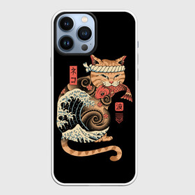 Чехол для iPhone 13 Pro Max с принтом Cat Wave в Курске,  |  | cat | cats | japan | ninja | samurai | shogun | wave | yakuza | волна | катана | кот | котенок | коты | котэ | котята | кошка | ниндзя | самурай | сёгун | якудза | япония