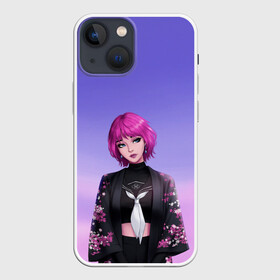 Чехол для iPhone 13 mini с принтом ANIME GIRL в Курске,  |  | anime | girl | loli | аниме | аниме девушка | анимэ | арт | градиент | девочка | девушка | дизайн | женщина | краски | красотка | лоли | милашка | милая | мода | облака | розовые волосы | розовый | стерва | стиль