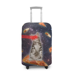 Чехол для чемодана 3D с принтом Котик в космосе в Курске, 86% полиэфир, 14% спандекс | двустороннее нанесение принта, прорези для ручек и колес | nyan cat | youtube | еда | космос | котик | мемы | пицца | психоделика | ютуб