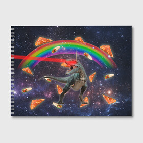 Альбом для рисования с принтом Динозавр в космосе в Курске, 100% бумага
 | матовая бумага, плотность 200 мг. | Тематика изображения на принте: dinosaur | meme | youtube | динозавр | космос | мемы | психоделика | ютуб