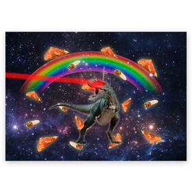 Поздравительная открытка с принтом Динозавр в космосе в Курске, 100% бумага | плотность бумаги 280 г/м2, матовая, на обратной стороне линовка и место для марки
 | Тематика изображения на принте: dinosaur | meme | youtube | динозавр | космос | мемы | психоделика | ютуб