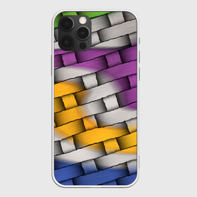 Чехол для iPhone 12 Pro Max с принтом АБСТРАКТ в Курске, Силикон |  | молодежное | плетение | плетенка | хайп | цветное | циновка