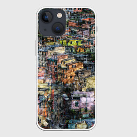 Чехол для iPhone 13 mini с принтом ГОРОДОК в Курске,  |  | Тематика изображения на принте: абстракция | город | молодежное | пестрое | провинция | хайп