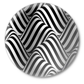 Значок с принтом 3D Иллюзия в Курске,  металл | круглая форма, металлическая застежка в виде булавки | 3d texture | абстракция | оптическая иллюзия | полосы | черно белое