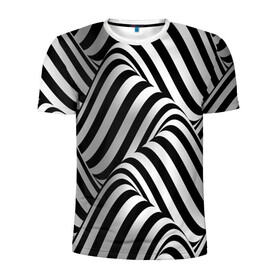 Мужская футболка 3D спортивная с принтом 3D Иллюзия в Курске, 100% полиэстер с улучшенными характеристиками | приталенный силуэт, круглая горловина, широкие плечи, сужается к линии бедра | Тематика изображения на принте: 3d texture | абстракция | оптическая иллюзия | полосы | черно белое