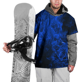 Накидка на куртку 3D с принтом Blue Fire в Курске, 100% полиэстер |  | fire | flame | smoke | огонь | пламя