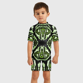 Детский купальный костюм 3D с принтом Green Snake в Курске, Полиэстер 85%, Спандекс 15% | застежка на молнии на спине | Тематика изображения на принте: reptile | scales | skin | snake | змея