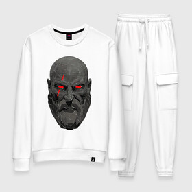 Женский костюм хлопок с принтом Kratos ART в Курске, 100% хлопок | на свитшоте круглая горловина, мягкая резинка по низу. Брюки заужены к низу, на них два вида карманов: два 