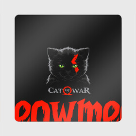 Магнит виниловый Квадрат с принтом Cat of war в Курске, полимерный материал с магнитным слоем | размер 9*9 см, закругленные углы | Тематика изображения на принте: cat | gad of war | game | games | god of war | god of wor | атрей | атрэй | бог войны | игра | игры | кот | котёнок | кошки | кратос