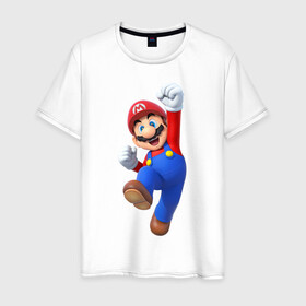 Мужская футболка хлопок с принтом Марио в Курске, 100% хлопок | прямой крой, круглый вырез горловины, длина до линии бедер, слегка спущенное плечо. | mario | водопроводчик марио | марио | нинтендо | супер марио