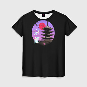 Женская футболка 3D с принтом Япония в Курске, 100% полиэфир ( синтетическое хлопкоподобное полотно) | прямой крой, круглый вырез горловины, длина до линии бедер | восток | восточное | закат | закаты | катана | катаны | мечи | самураи | самурай | япония