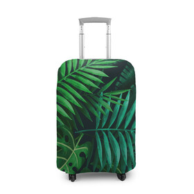 Чехол для чемодана 3D с принтом Сочные тропики в Курске, 86% полиэфир, 14% спандекс | двустороннее нанесение принта, прорези для ручек и колес | заросли | кусты | лето | листья | пальма | тропики. зелень