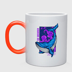 Кружка хамелеон с принтом Кит The dreamer в Курске, керамика | меняет цвет при нагревании, емкость 330 мл | кит | кит the dreamer | мечтатель | море | океан | синий кит