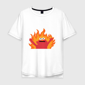 Мужская футболка хлопок Oversize с принтом маппет в Курске, 100% хлопок | свободный крой, круглый ворот, “спинка” длиннее передней части | fire | muppet | маппет | огонь | улица сезам | элмо