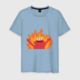 Мужская футболка хлопок с принтом маппет в Курске, 100% хлопок | прямой крой, круглый вырез горловины, длина до линии бедер, слегка спущенное плечо. | fire | muppet | маппет | огонь | улица сезам | элмо