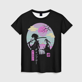 Женская футболка 3D с принтом Samurai в Курске, 100% полиэфир ( синтетическое хлопкоподобное полотно) | прямой крой, круглый вырез горловины, длина до линии бедер | anime | japan | katana | manga | sakura | samurai | sempai | senpai | sun | аниме | закат | катана | манга | сакура | самураи | солнце | япония