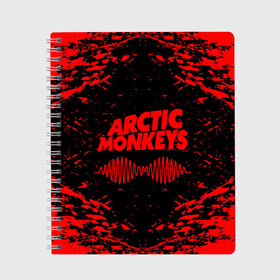 Тетрадь с принтом arctic monkeys в Курске, 100% бумага | 48 листов, плотность листов — 60 г/м2, плотность картонной обложки — 250 г/м2. Листы скреплены сбоку удобной пружинной спиралью. Уголки страниц и обложки скругленные. Цвет линий — светло-серый
 | arctic monkeys | arctic monkeys live | do i wanna know | domino | domino records | full album | lyrics | mardy bum | whyd you only call me when youre high | арктические обезьяны | домино пластинки | полный альбом | тексты песен