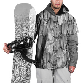 Накидка на куртку 3D с принтом White Raven в Курске, 100% полиэстер |  | plumage | raven | ворон | оперение | перья